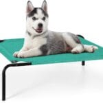 OYEAL Small Dog Cot, Elevated Pet Bed for Cats & Dogs, Cooling, Portable Pet Mat, Indoor Outdoor, Lightweight, Green, 27kg Weight Capacity