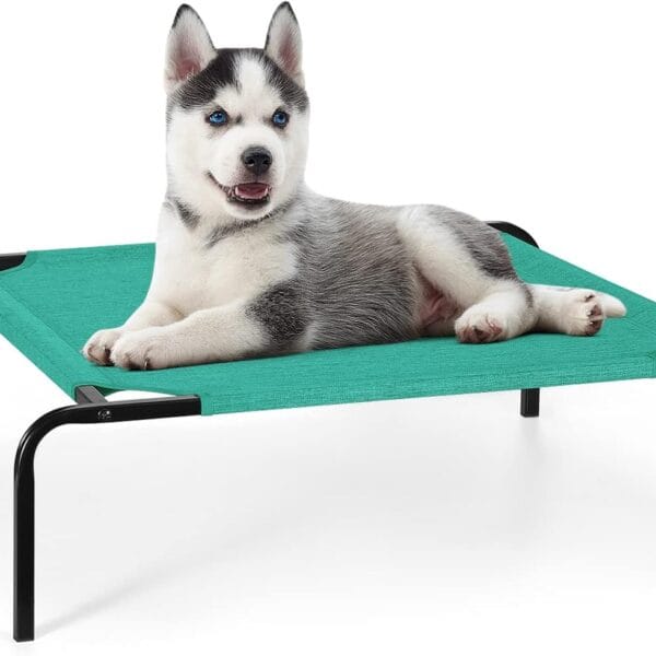 OYEAL Small Dog Cot, Elevated Pet Bed for Cats & Dogs, Cooling, Portable Pet Mat, Indoor Outdoor, Lightweight, Green, 27kg Weight Capacity
