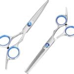 Hair Cutting Scissors and Thinning Shears, 6.5in Professional Stainless Steel Barber Scissors with Sharp Blades, Ergonomic Hairdressing Scissors for Men Women Kids and Pets Hair