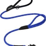 PetBonus Two Handles Dog Leash, 5FT Heavy Duty Pet Rope Leash with Quick Release Metal Clip, Comfortable Durable Traffic Handle, Reflective Training Lead for Medium Large Dogs (Blue)
