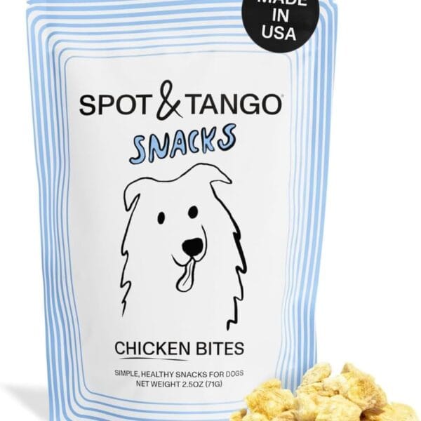 Spot & Tango Chicken Bites Dog Treats - Single Ingredient, 100% Chicken Breast - Freeze-Dried Treats - Grain & Gluten-Free - USA-Made - for Small, Medium, and Large Dogs