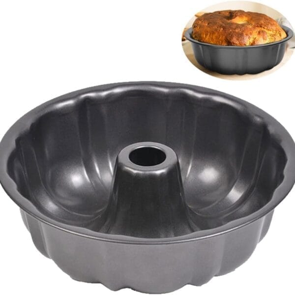 Non-stick Cake Pan, Heavy Duty Carbon Steel Fluted Tube Round Baking Pan,Pound Cake Pan, Buntz Tube Bakeware Mold, Baking Mold for Jello,Gelatin,Chocoflan,Flan