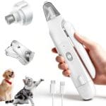 2-in-1 Dog Nail Clippers & Cat Nail Clippers Trimmers for Large Medium Small Dogs Cats Claw Trimmer Quick Sensor and Safety Guard USB Rechargeable with 2 LED Lights Dogs Nail Trimmer (White)