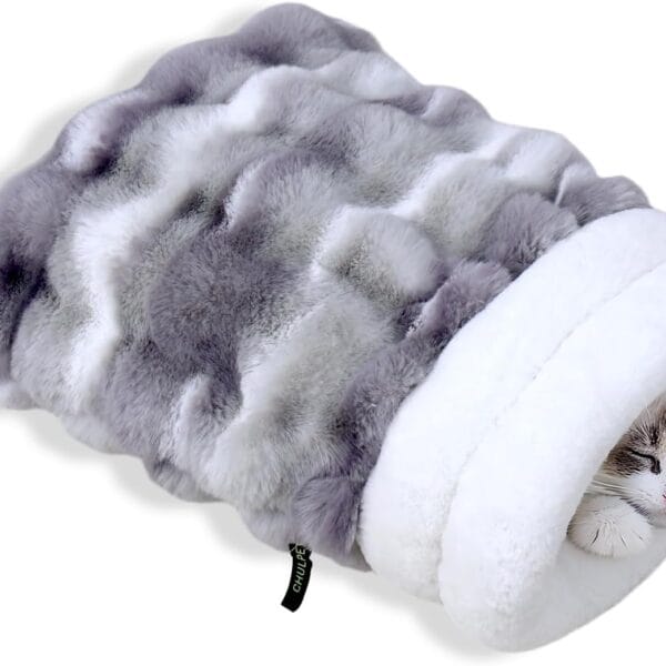 Cat Sleeping Bag, Puppy Sleeping Bag, Warm Pet Sleep Sack, Plush Pet Bed Mat, Washable Hideout Cave for Cat and Small Dog