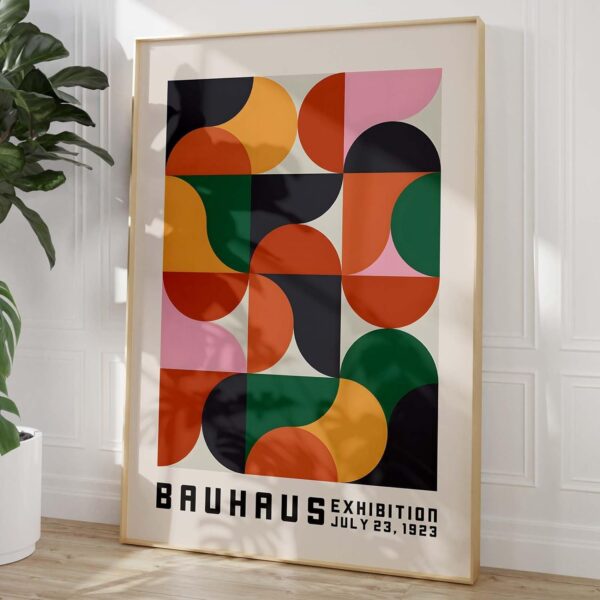 Haruhiart Bauhaus Exhibition Poster 1923 Colorful Mid Century Modern Wall Art Geometric Artwork Modern Colorful Picture for Living Room Bedroom 16x24inch Frameless