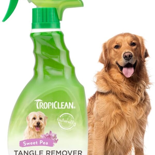 TropiClean Dog Detangler Spray Dematting, Leave in Conditioner, Perfect for Doodles & All Coat Types, Sweet Refreshing Scent, Made in the USA, 16 oz.