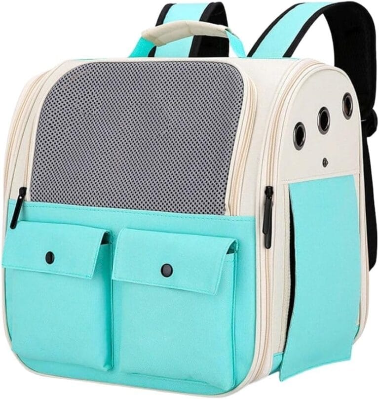 Generic Portable Pet Carrier Backpack for Cats, Dogs and Small Animals Up to 25lbs l Ventilated Mesh Design l Airline-Approved l Ideal for Travel, Hiking, Camping (Turquoise)
