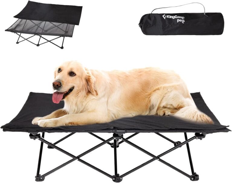 KingCamp Elevated Dog Bed for Large Dogs, Outdoor Raised Cooling Pet Cot Bed with Washable Breathable Mesh & No-Slip Feet Perfect for Camping, Backyard, Indoor Use (Large, Black)