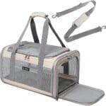 Airline Approved Pet Carrier for Cats and Small Dogs, Breathable and Collapsible Design, Portable Travel Bag for Bearded Dragon, Puppies Animal Hangbag, Rabbit Cage Cage (Khaki, Small)