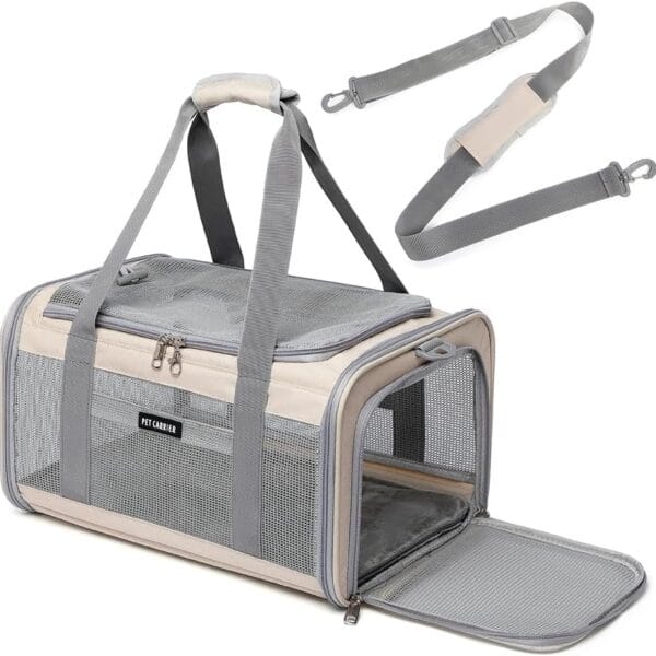 Airline Approved Pet Carrier for Cats and Small Dogs, Breathable and Collapsible Design, Portable Travel Bag for Bearded Dragon, Puppies Animal Hangbag, Rabbit Cage Cage (Khaki, Small)