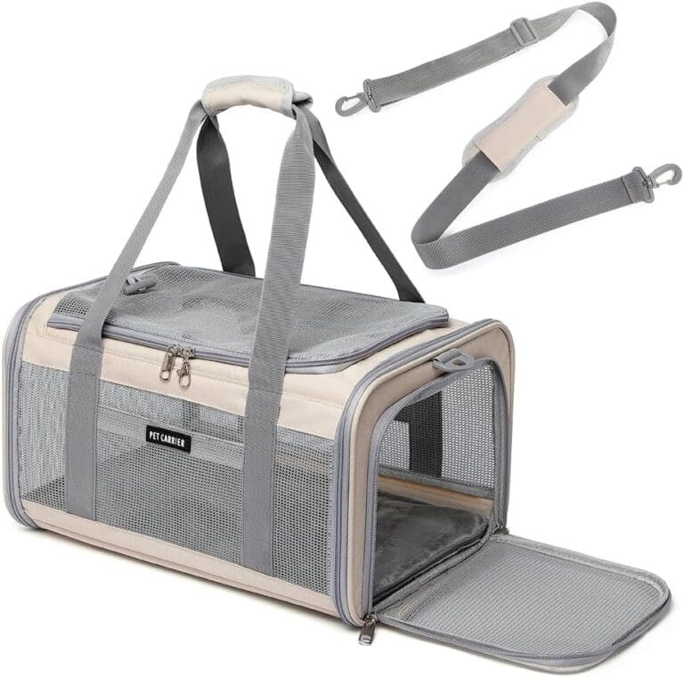 Airline Approved Pet Carrier for Cats and Small Dogs, Breathable and Collapsible Design, Portable Travel Bag for Bearded Dragon, Puppies Animal Hangbag, Rabbit Cage Cage (Khaki, Small)