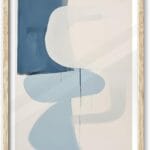 iHery Natural OAK Wood Abstract Blue and Beige Framed Wall Art, Large 16x20 in Canvas Wall Art Modern Blue and White Fluid Shapes Wall Decor, Minimalist Contemporary For Bedroom Living Room 1Pack