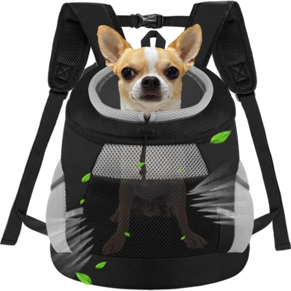 SMONT Dog Backpack Carrier Pet Lightweight Dog Carrier Backpack Small Dog Front Backpack Breathable Dog Carriers for Small Dogs with Safety Belt for Outdoor Hiking Travel Use S (2-7 lbs) Black