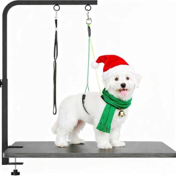 Dog Grooming Arm with Clamp, Adjustable 29" Height Pet Grooming Arm for Dog Grooming Table at Home, Loop Noose & Two No-Sit Haunch Holder, for Small Medium Dogs, Not Include The Table