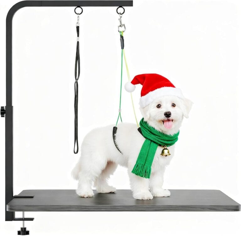 Dog Grooming Arm with Clamp, Adjustable 29" Height Pet Grooming Arm for Dog Grooming Table at Home, Loop Noose & Two No-Sit Haunch Holder, for Small Medium Dogs, Not Include The Table