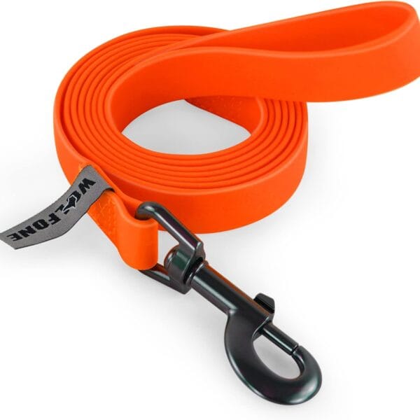 Wolfone 5ft Orange Long Leash - Waterproof Training Dog Leash for Recall, Swimming, Camping, Beach, Hunting, Walking
