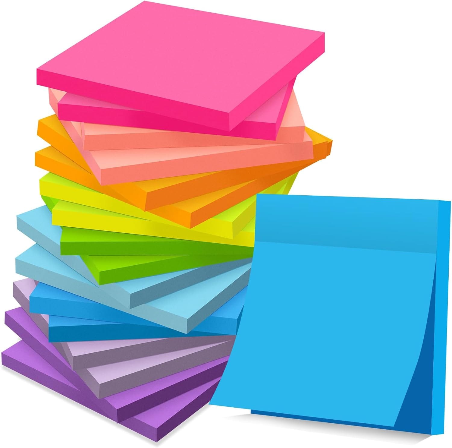 (18 Pads) Sticky Notes 3x3 inch, Self-Stick Pads Bright Colors Sticky Note, Recyclable, Easy to Post for Home, Office, Notebook (18 Pads) Sticky Notes 3x3 inch, Self-Stick Pads Bright Colors Sticky Note, Recyclable, Easy to Post for Home, Office, Notebook