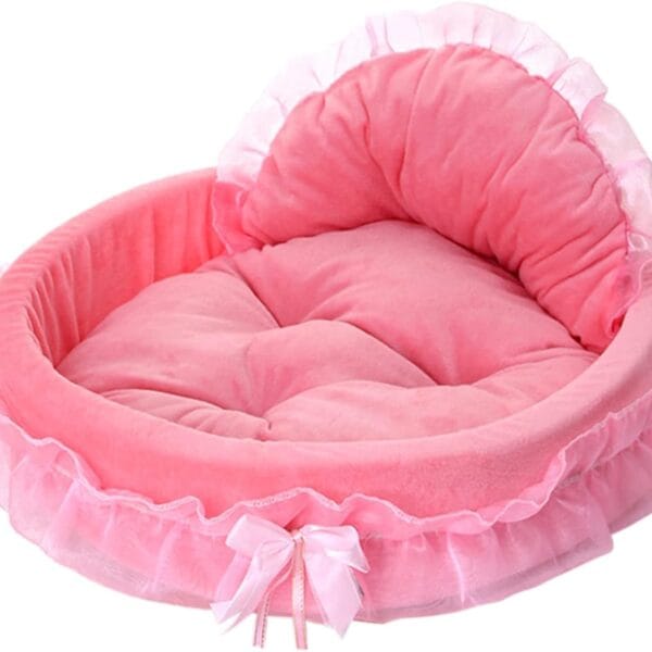 pawstrip Pink Dog Bed Washable Princess Cat Couch Soft Plush Pet Sofa Nest Mat Snuggle Kitten Puppy Cave Beds Cute Cozy Kitten Doggy Kennel Cushion Small Medium Dogs Cats Sleeping Pad (S, Pink)