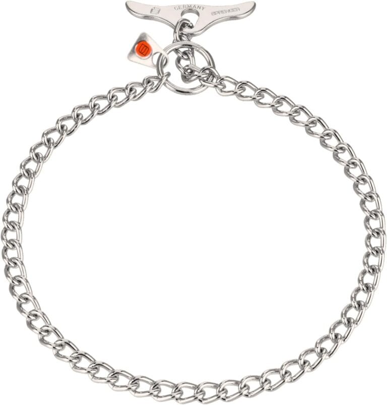 Herm Sprenger Stainless Steel Dog Training Collar with Toggle Closure and Round Links Dog Chain for Small Medium Large Dogs Made in Germany (22in (Neck Size up to 20in))