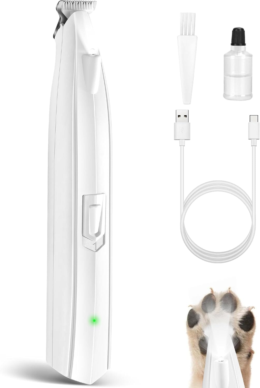 Dog Paw Trimmer for Grooming, Cordless Electric Dog Clippers with LED Light, Rechargeable Low Noise Small Pet Shaver for Trimming Cat's Hair Around Eyes, Faces, Ears, Paws, Rump(White) Dog Paw Trimmer for Grooming, Cordless Electric Dog Clippers with LED Light, Rechargeable Low Noise Small Pet Shaver for Trimming Cat's Hair Around Eyes, Faces, Ears, Paws, Rump(White)