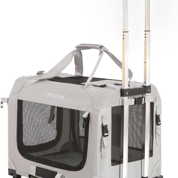 Extra Large Cat Carrier Soft Sided with Wheels Folding Small Medium Dog Pet Carrier 24"x16.5"x16" Travel Collapsible Ventilated Comfortable Design Portable Vehicle