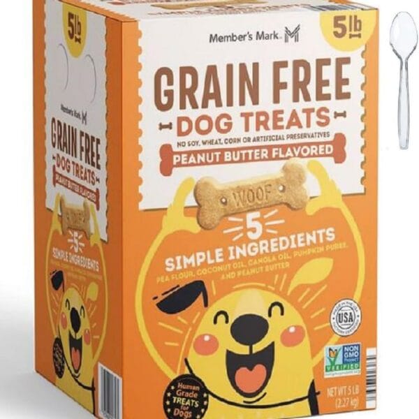 Member Mark Grain-Free Dog Treat Biscuits, Peanut Butter Flavored, 5 lbs. Included Free Plastic Spoons