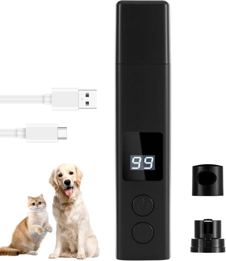 CLIPOP Dog Nail Grinder-Professional 4-Speed Electric USB Rechargeable Pet Nail Trimmer with LED Lights, Quiet/Low Vibration, Painless Paws Grooming & Smoothing for Small to Large Dogs/Cats (Black)