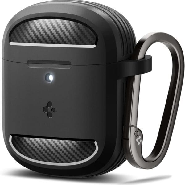 Spigen Rugged Armor Designed for Google Pixel Buds Pro 2 (2024) and Pro 1 (2022) Case Cover with Keychain - Matte Black