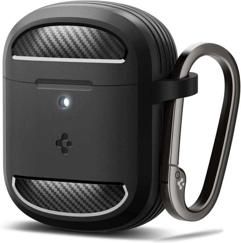 Spigen Rugged Armor Designed for Google Pixel Buds Pro 2 (2024) and Pro 1 (2022) Case Cover with Keychain - Matte Black