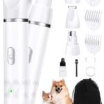 3 in 1 Small Dog Grooming Kit, 2 Speed Rechargeable Dog Hair Clippers with Guards, Low Noise Electric Dog Paw Trimmer & Nail Grinder, Cordless Pet Shaver for Cats and Small Dogs(White)