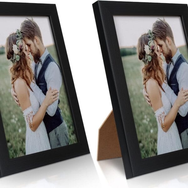 PECULA 2 Pack 5x7 Picture Frame, Black Picture Frame for Wall and Tabletop Display, Resistant Plastic Photo with Clear Plexiglass for Vertical or Horizontal Display