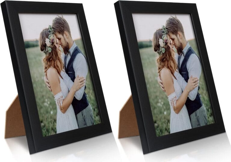 PECULA 2 Pack 5x7 Picture Frame, Black Picture Frame for Wall and Tabletop Display, Resistant Plastic Photo with Clear Plexiglass for Vertical or Horizontal Display