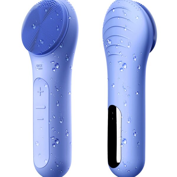 NgraCoola CLIE Facial Cleansing Brush, Waterproof and Rechargeable Face Scrub Brush for Men & Women, Cleansing, Exfoliating and Massaging, Electric Face Scrubber - Blue