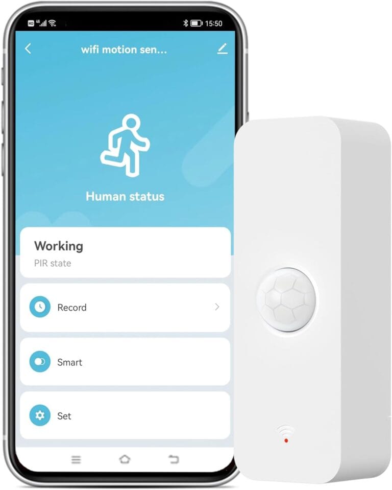 Smart PIR Motion Sensor: WiFi Motion Detector with App Notification Alerts, Wireless Contact Sensor for Home Security and Smart Home Automation, No Hub Required, Compatible with Alexa