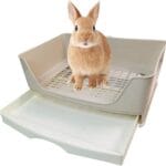 kathson Large Rabbit Litter Box Trainer, Potty Corner Toilet with Drawer Bigger Pet Pan for Adult Hamster, Guinea Pig, Ferret, Galesaur, Bunny and Other Animals (Brown)