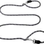 Hands Free Dog Leash(8.5ft), 8 in 1 Multifunction Nylon Double Leash for Dogs,1.2cm Adjustable Waist with Reflective Stitching for Training -Grey