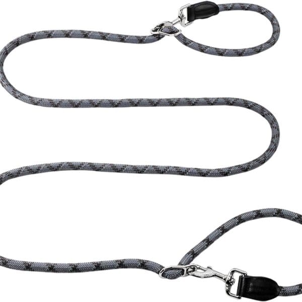 Hands Free Dog Leash(8.5ft), 8 in 1 Multifunction Nylon Double Leash for Dogs,1.2cm Adjustable Waist with Reflective Stitching for Training -Grey