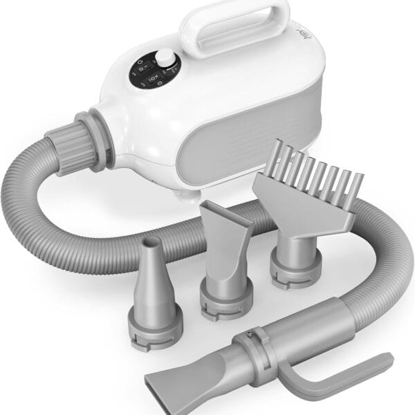 SISIGAD Dog Hair Dryer for Pets Grooming, High Velocity Blow Dryer for Dogs with 150 MPH Speed Airflow and Adjustable Temperature, 3 Nozzles Perfect for Dogs, Cats, Furfriends Drying