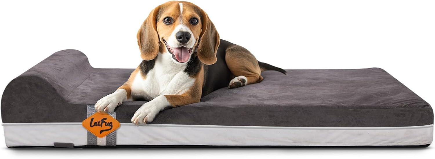 Laifug Orthopedic Memory Foam Extra Large Dog Bed with Pillow and Durable Water Proof Liner & Removable Washable Cover & Smart Design (Large (40"x25"x5.5"), Grey) Laifug Orthopedic Memory Foam Extra Large Dog Bed with Pillow and Durable Water Proof Liner & Removable Washable Cover & Smart Design (Large (40"x25"x5.5"), Grey)