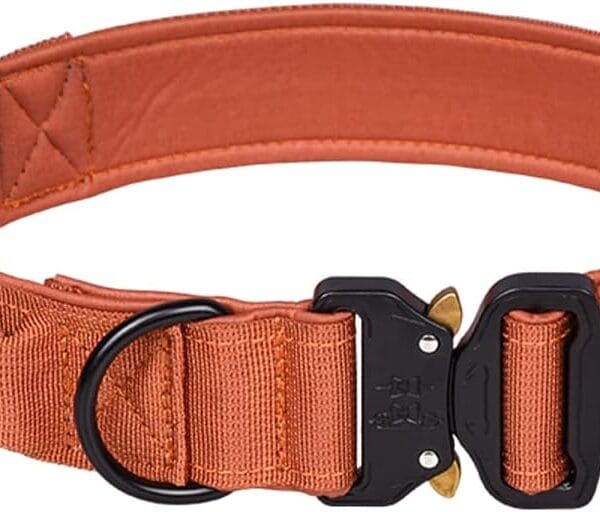 Tactical Dog Collar, Military Dog Collar for Medium Dogs, Adjustable Nylon Collars with Handle, Heavy Duty Thick Collar with Metal Buckle for Large Dogs (XL, Brown)
