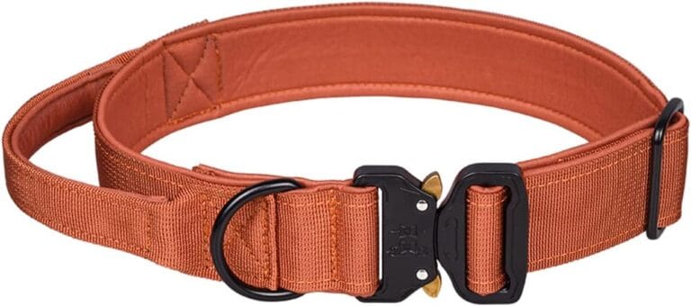Tactical Dog Collar, Military Dog Collar for Medium Dogs, Adjustable Nylon Collars with Handle, Heavy Duty Thick Collar with Metal Buckle for Large Dogs (XL, Brown)