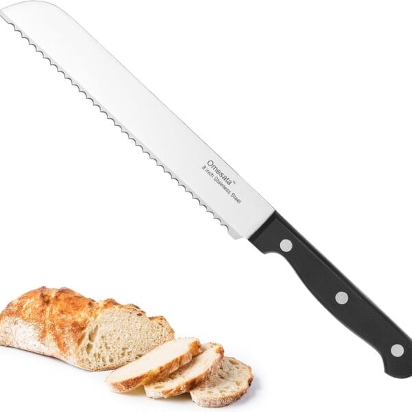 Bread Knife, Serrated 8 inch Bread Knifes for Homemade Bread Sourdough, Blade Razor Sharp and Wavy Edge from Professional Stainless Steel