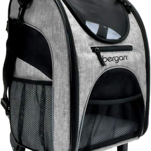Coastal Bergan Rolling Pet Carrier - Travel Carrier Bag for Dogs and Cats with Mesh Windows and Shoulder Strap - Approved on Most Airlines - Heather Grey - 11.5" x 11.75" x 18.5"