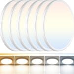 6Pack LED Flush Mount Ceiling Light: 12 inch Super Slim Dimmable & 5CCT (2700-6000K) Kitchen Lighting Fixtures Ceiling - 24W White Low Profile Ceiling Lamp for Bedroom Garage Hallway