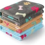 Luciphia 1 Pack 3 Blankets Fluffy Premium Fleece Pet Blanket Flannel Paw Printed Throw for Dog Cat(Small 23x16'', Grey/Brown/Blue)