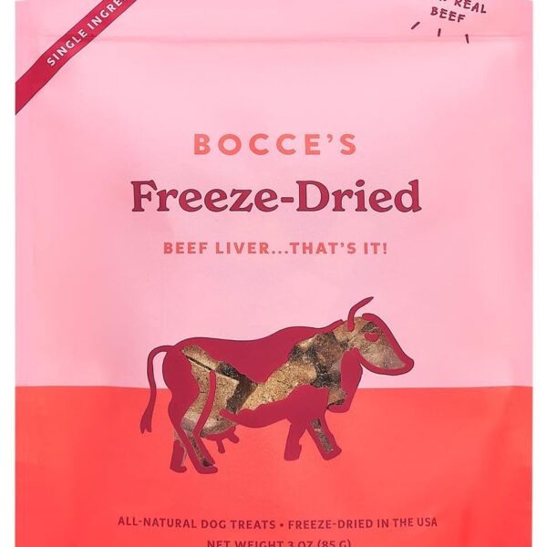 Bocce's Bakery Beef Liver Freeze-Dried Treats, 3 oz, All-Natural, Made in USA, Dog Treats
