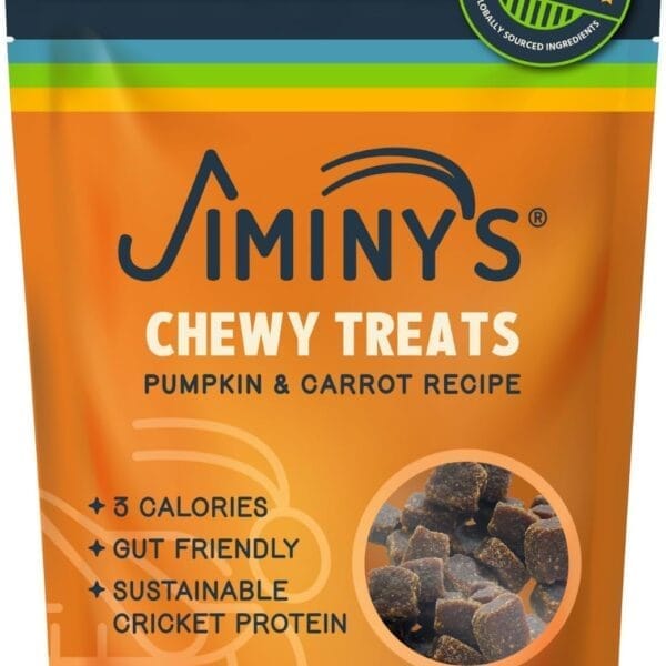 Jiminy's Chewy Cricket Training Treats for Dogs, Low Calorie, Hypoallergenic, Made in USA, 6oz, Pumpkin & Carrot (Pack of 1)