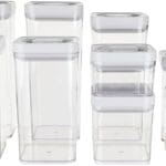 Amazon Basics Airtight Food Storage Containers, BPA Free, with Twist/Turn Lids, for Kitchen Pantry Organization, 10-Piece Square Set, Clear Plastic