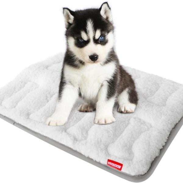 Dog Crate Mat(24" X 18"), Small Dog Bed for Crate, Soft Plush Bed Pad Machine Washable, Sleeping Mat with Anti Slip Bottom