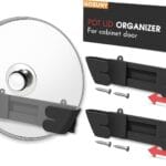 Adjustable Universal Pot Lid Holder Organizer for Cabinet - Upgraded Patented 3 Pack Pan Lids Organizers Inside Door Wall Mount Pots Top Rack for Kitchen Cupboard Fit 6" to 13" (Black)